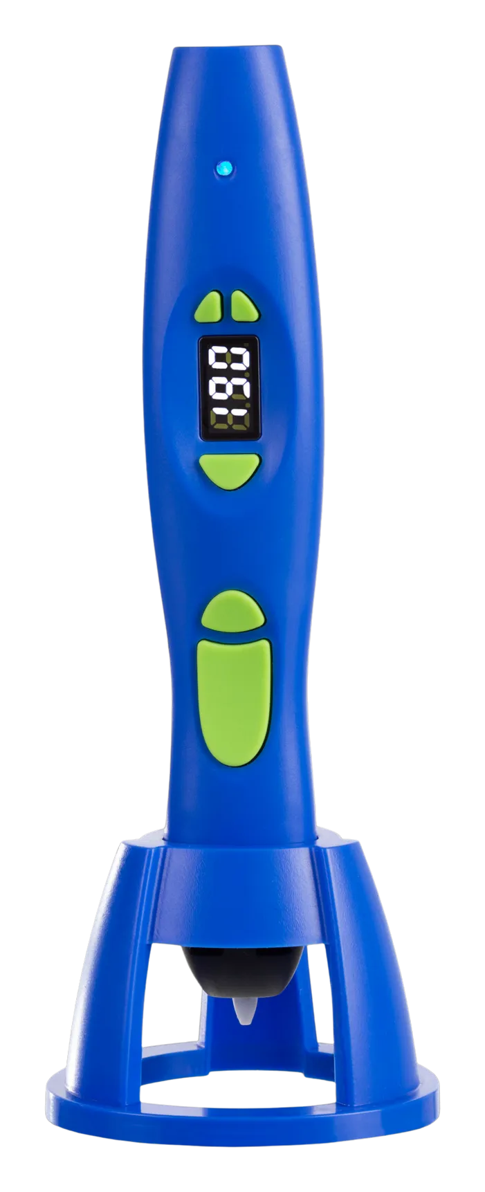 Długopis 3D EDUstick® w niebieskiej wersji, stojący w podstawce
